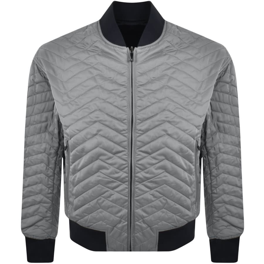 Emporio Armani Quilted Bomber Jacket Grey IT 50